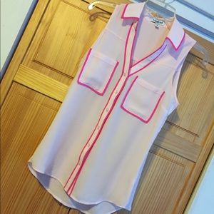 Pink sleeveless blouse button down from express